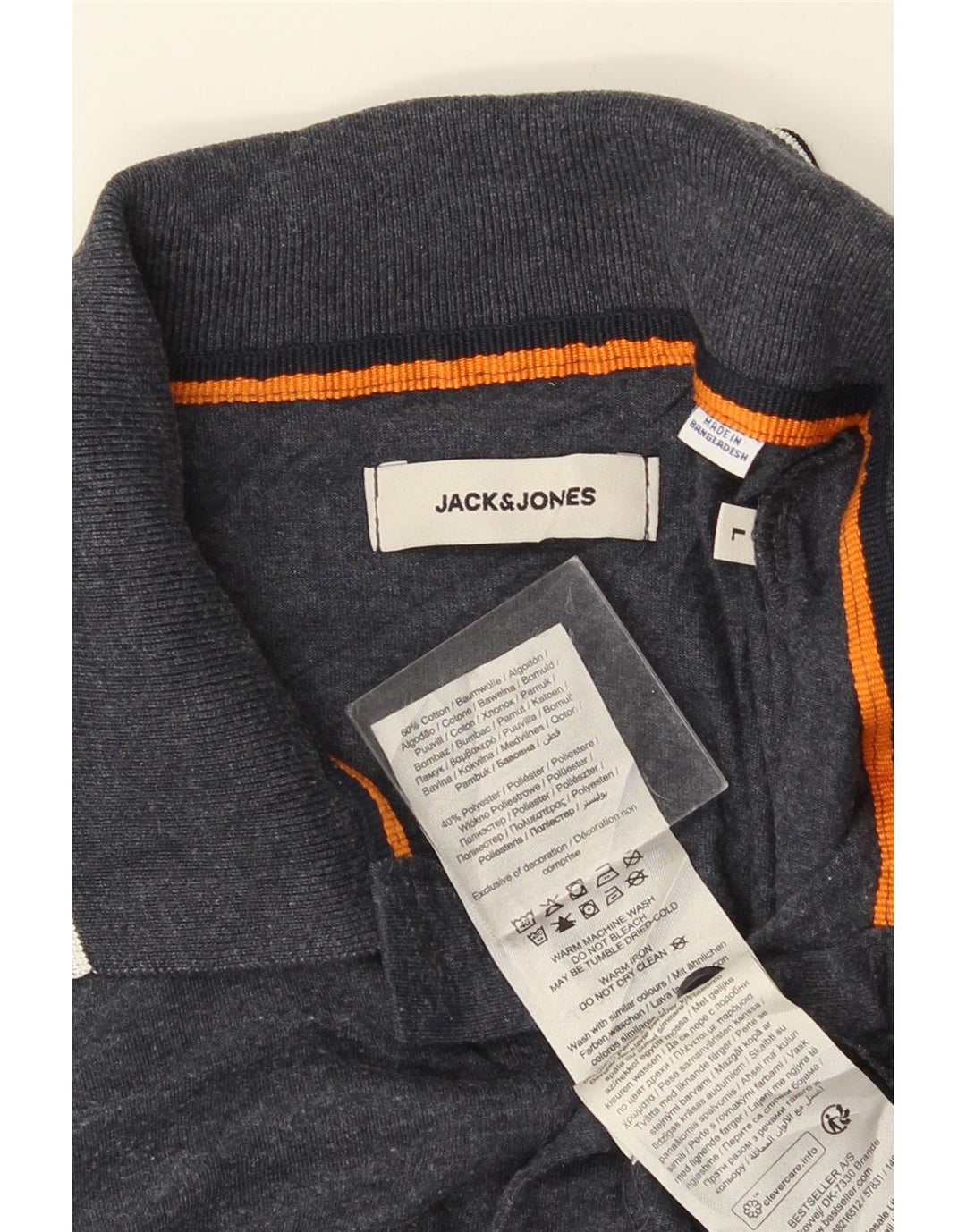 Polo da uomo JACK & JONES grande in cotone a righe grigie