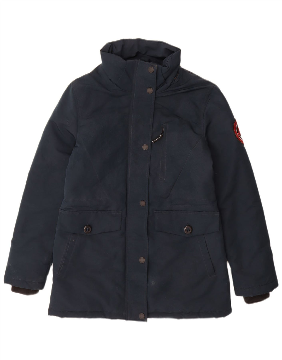 Giacca imbottita con cappuccio da donna Superdry UK 10 Small poliestere blu navy