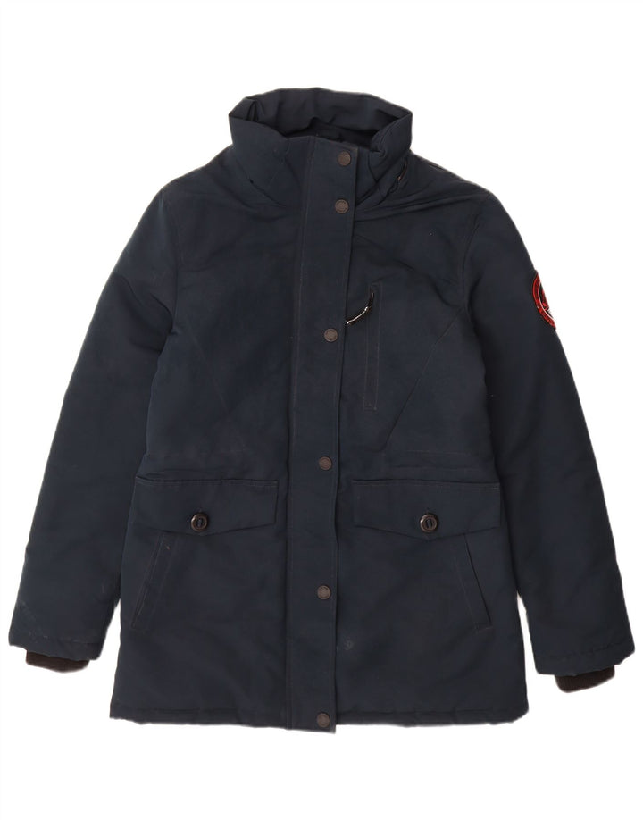 Giacca imbottita con cappuccio da donna Superdry UK 10 Small poliestere blu navy