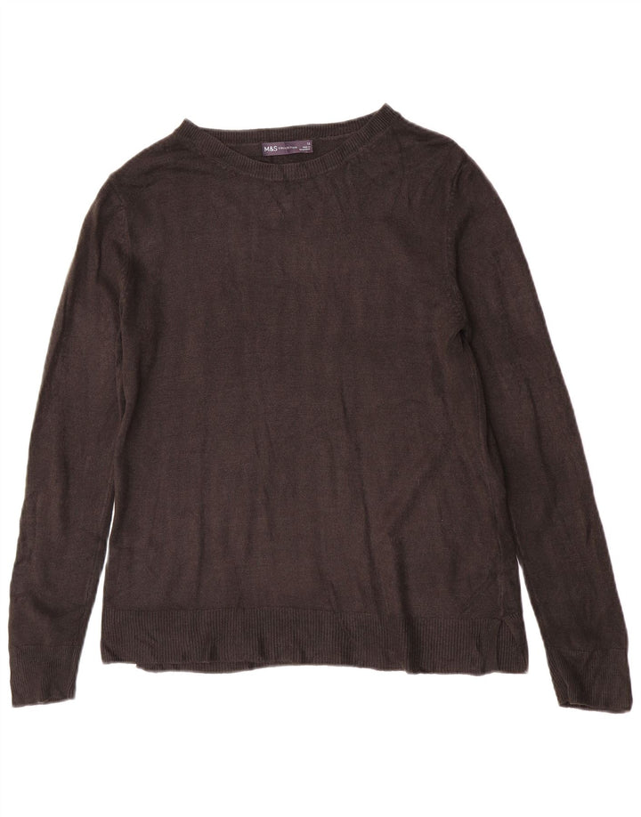 Maglione maglione con scollo a barca da donna Marks & Spencer UK 12 medio acrilico nero