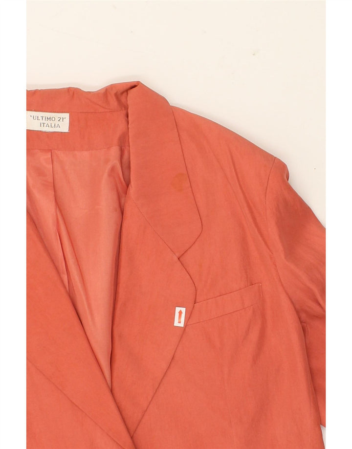 ULTIMO 21 Womens 2 Button Blazer Jacket UK 14 Medium Orange Silk Vintage Ultimo 21 and Second-Hand Ultimo 21 from Messina Hembry 