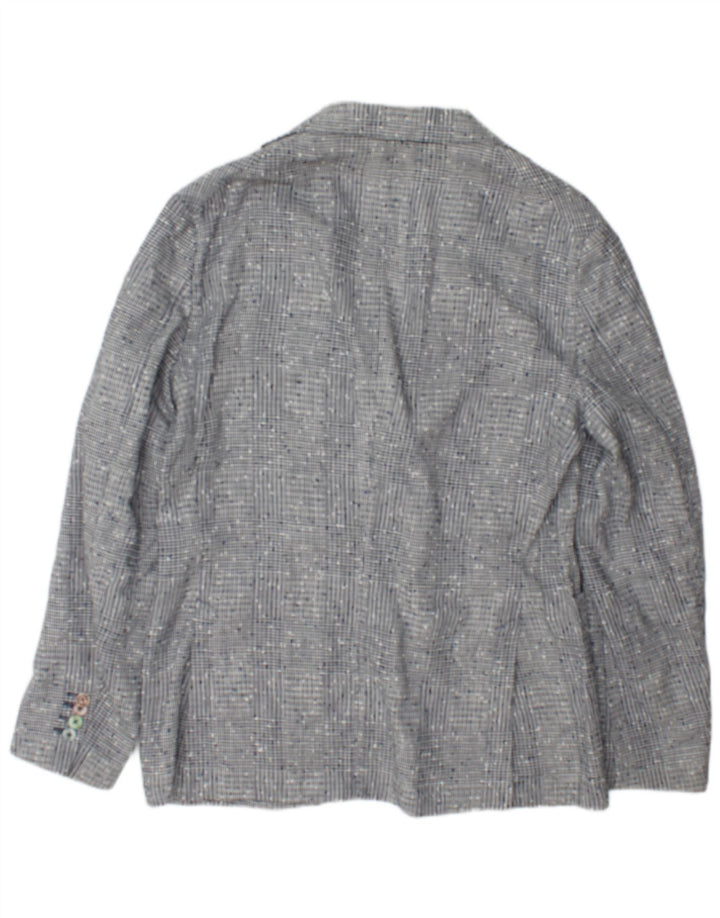 Giacca blazer da uomo a 2 bottoni Tellini IT 50 lino grande a quadri grigio