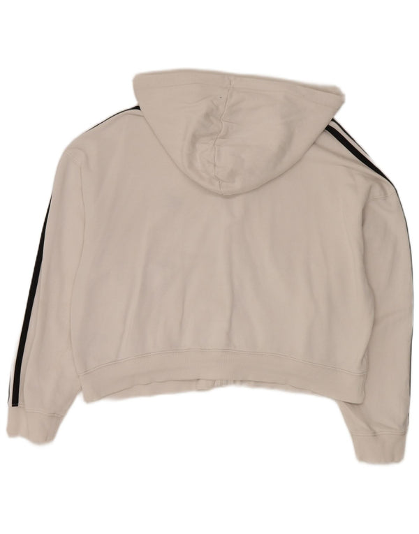 Maglione con cappuccio e zip oversize corto da donna Adidas UK 16/18 Large Cotone bianco