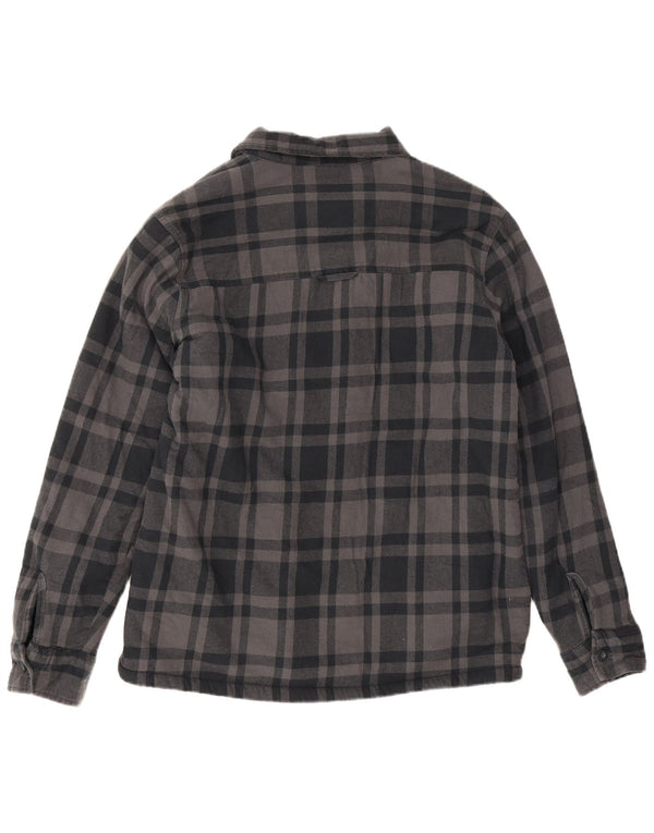 Mountain Warehouse Camicia da uomo in flanella da boscaiolo, cotone a quadri grigi grandi