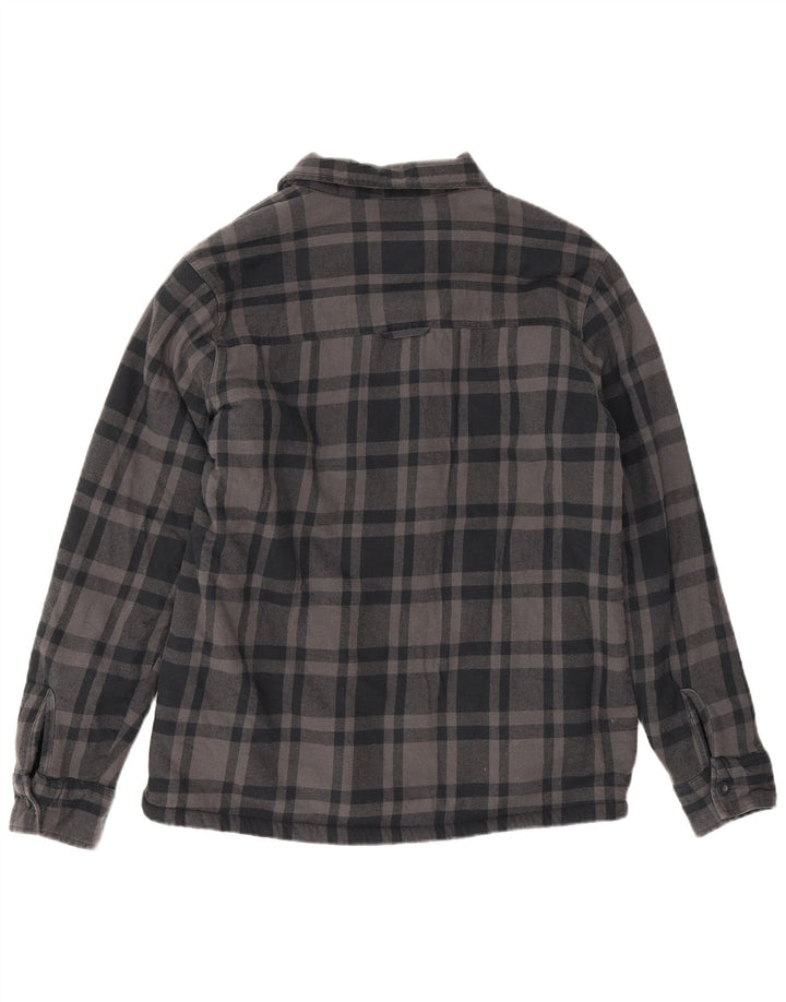 Mountain Warehouse Camicia da uomo in flanella da boscaiolo, cotone a quadri grigi grandi