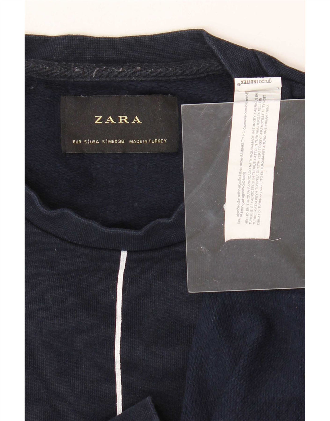 Felpa Zara da uomo maglione piccolo in cotone a righe blu navy