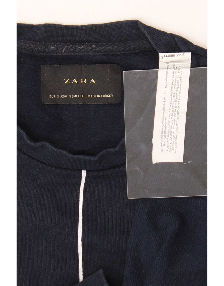 Felpa Zara da uomo maglione piccolo in cotone a righe blu navy
