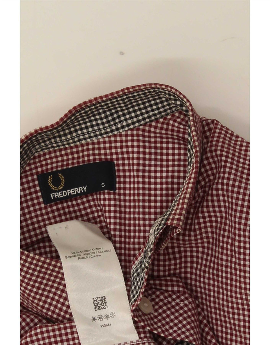 Camicia da uomo Fred Perry piccola in cotone a quadretti bordeaux