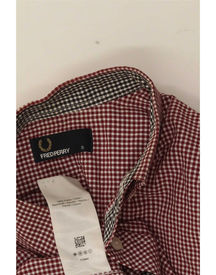 Camicia da uomo Fred Perry piccola in cotone a quadretti bordeaux