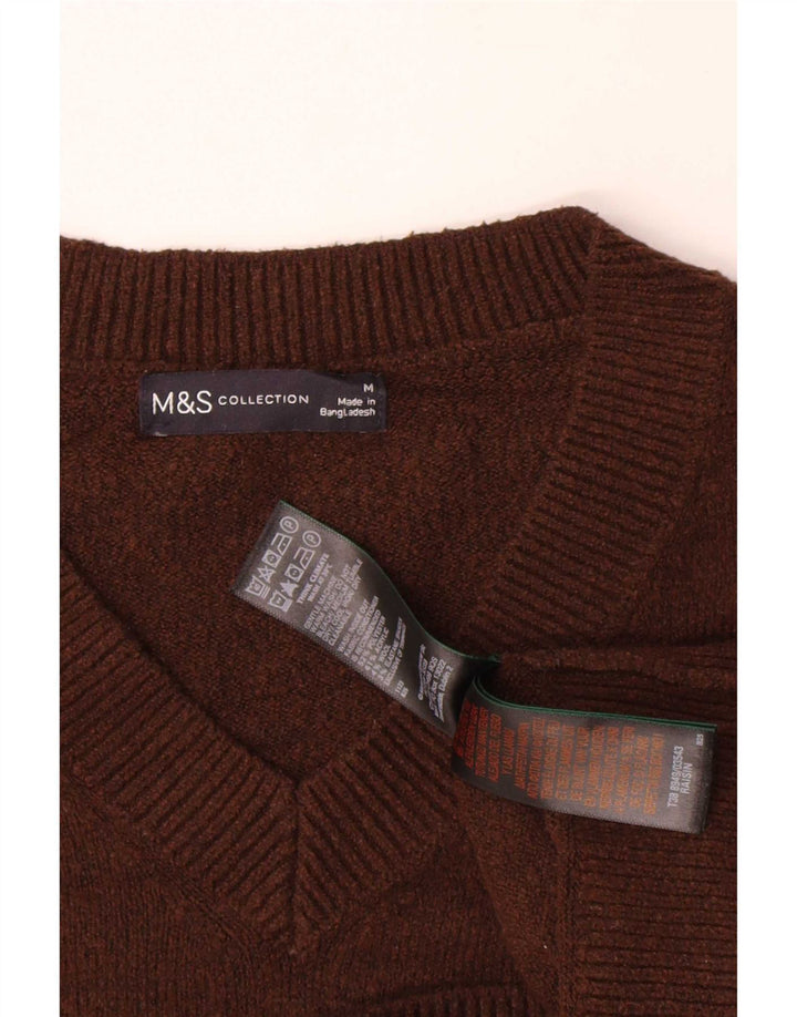 Maglione oversize con scollo a V da donna Marks & Spencer UK 14 Marrone medio