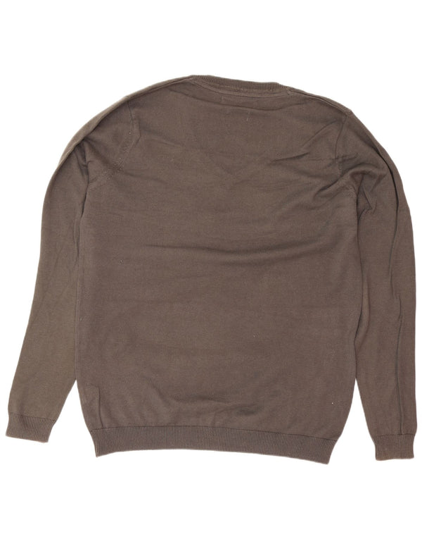 Maglione Zara da uomo con scollo a V grande in cotone grigio