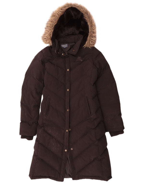 Cappotto imbottito con cappuccio da donna Polo Ralph Lauren UK 12 nylon nero medio