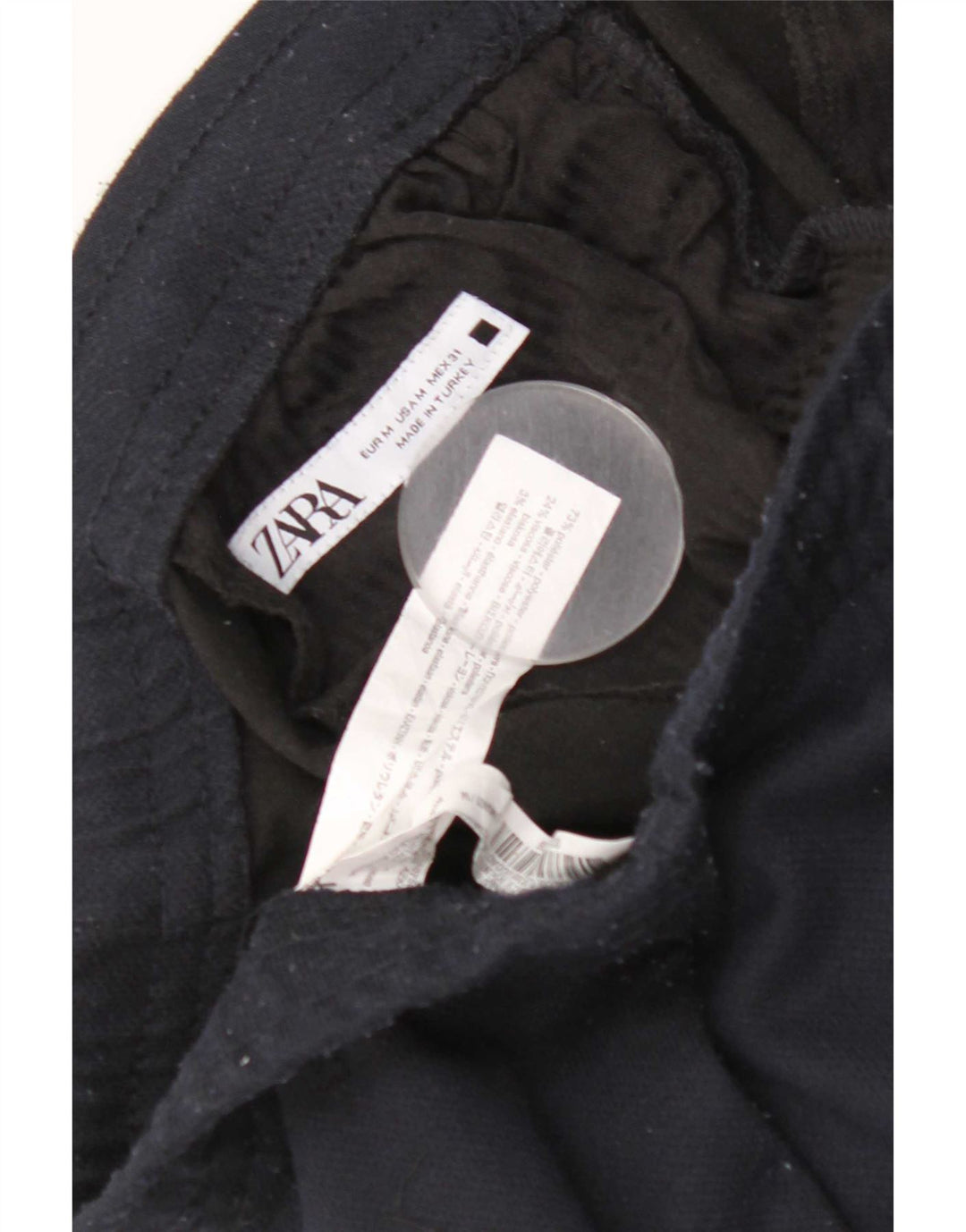 Pantaloni chino slim da uomo Zara medi W31 L27 poliestere blu navy