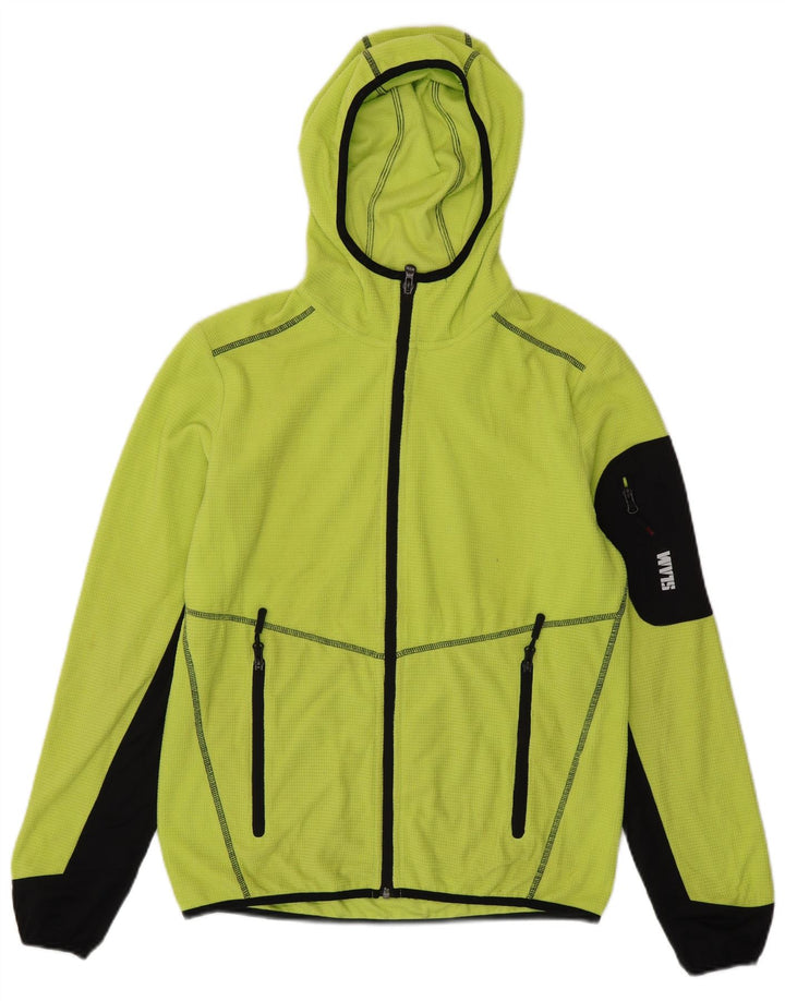 SLAM Maglione con cappuccio e zip da uomo piccolo in poliestere color block verde