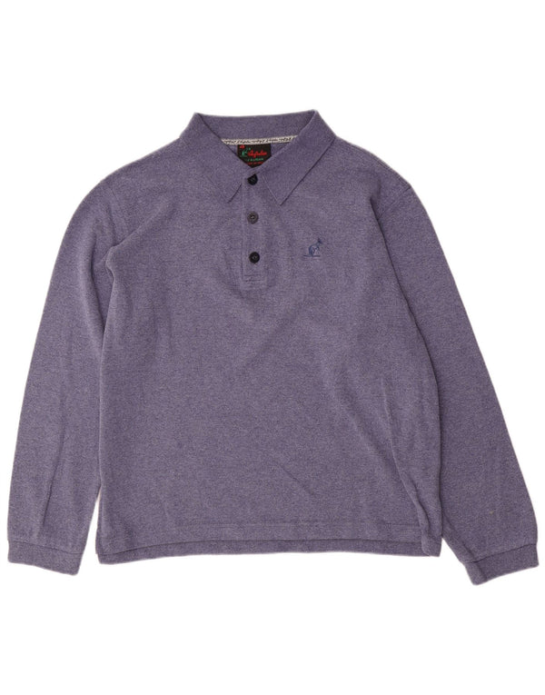 AUSTRALIAN L'ALPINA Mens Long Sleeve Polo Shirt IT 48 Medium Blue Cotton