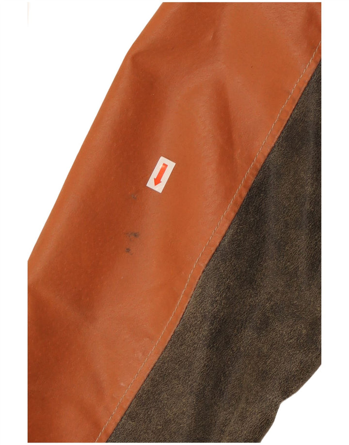 Giacca da pilota in pelle da uomo Tom Tailor UK 36 Piccola pelle color block marrone
