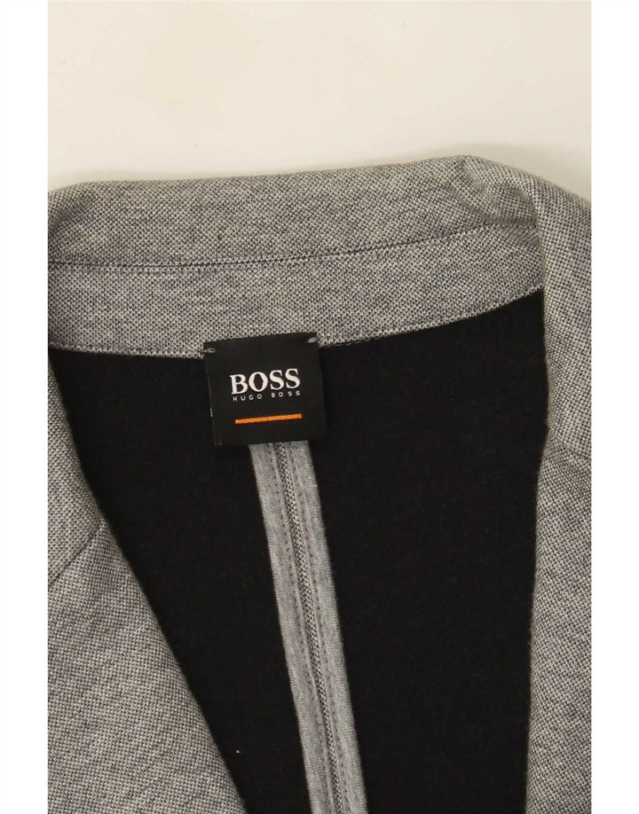 Giacca blazer da uomo a 2 bottoni Hugo Boss UK 40 grande cotone grigio