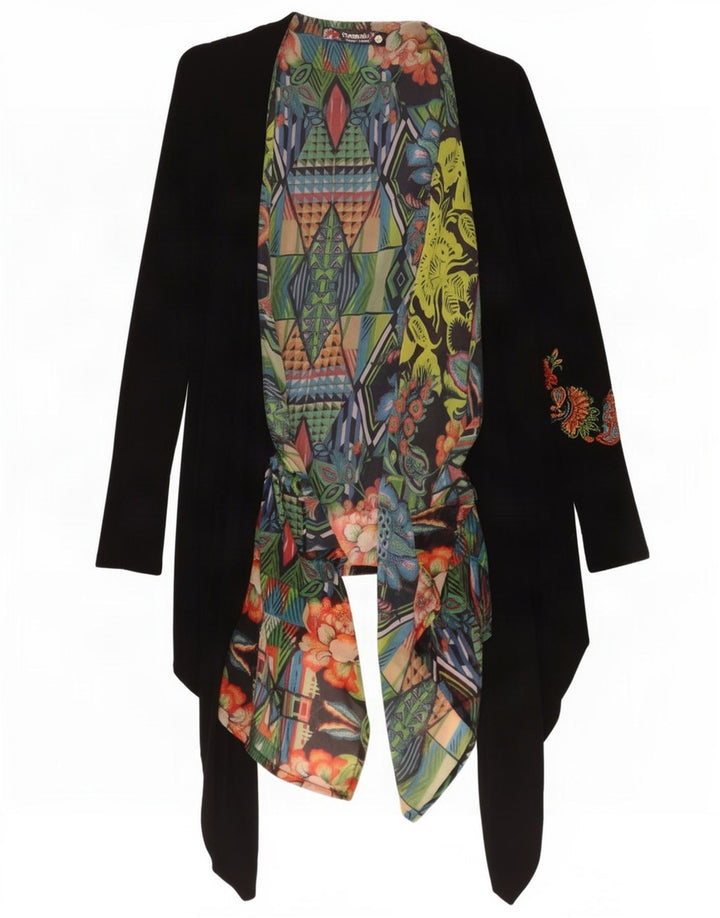 Desigual Donna Cardigan Aperto Asimmetrico Top UK 12 Medio Nero
