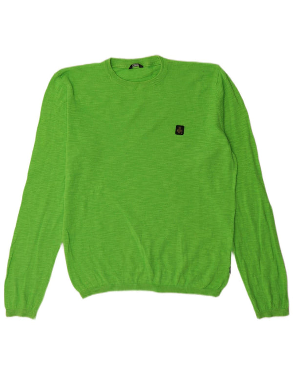 Refrigiwear Maglione girocollo da uomo in cotone grande verde screziato