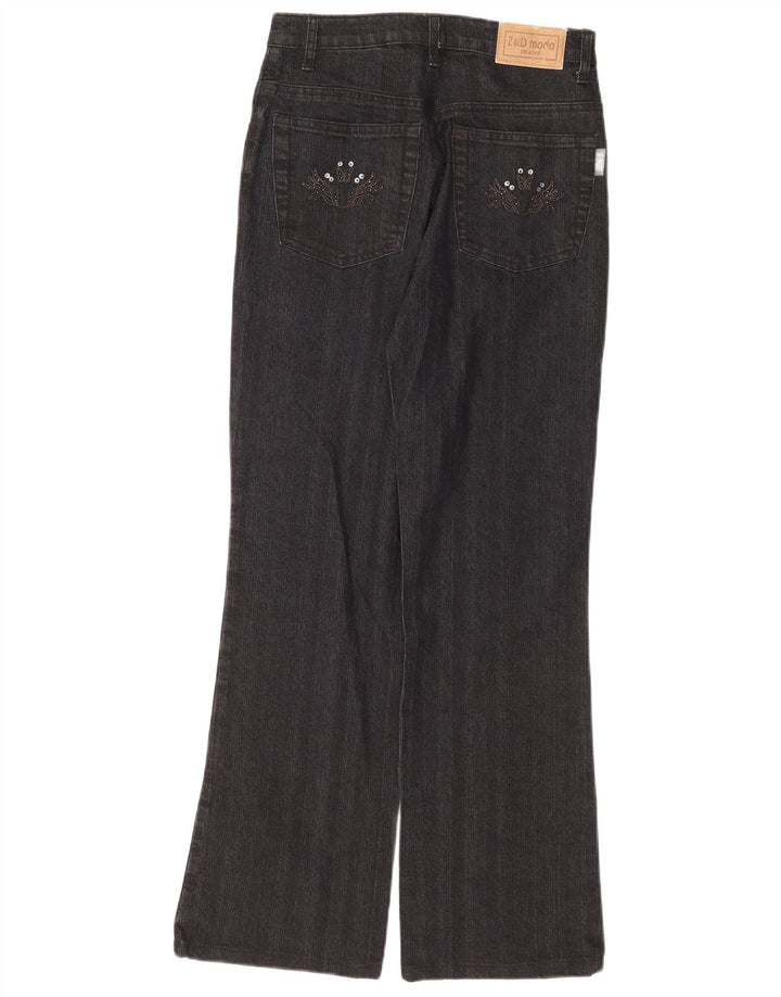 Jeans bootcut da donna vintage IT 42 medio W28 L30 cotone floreale grigio