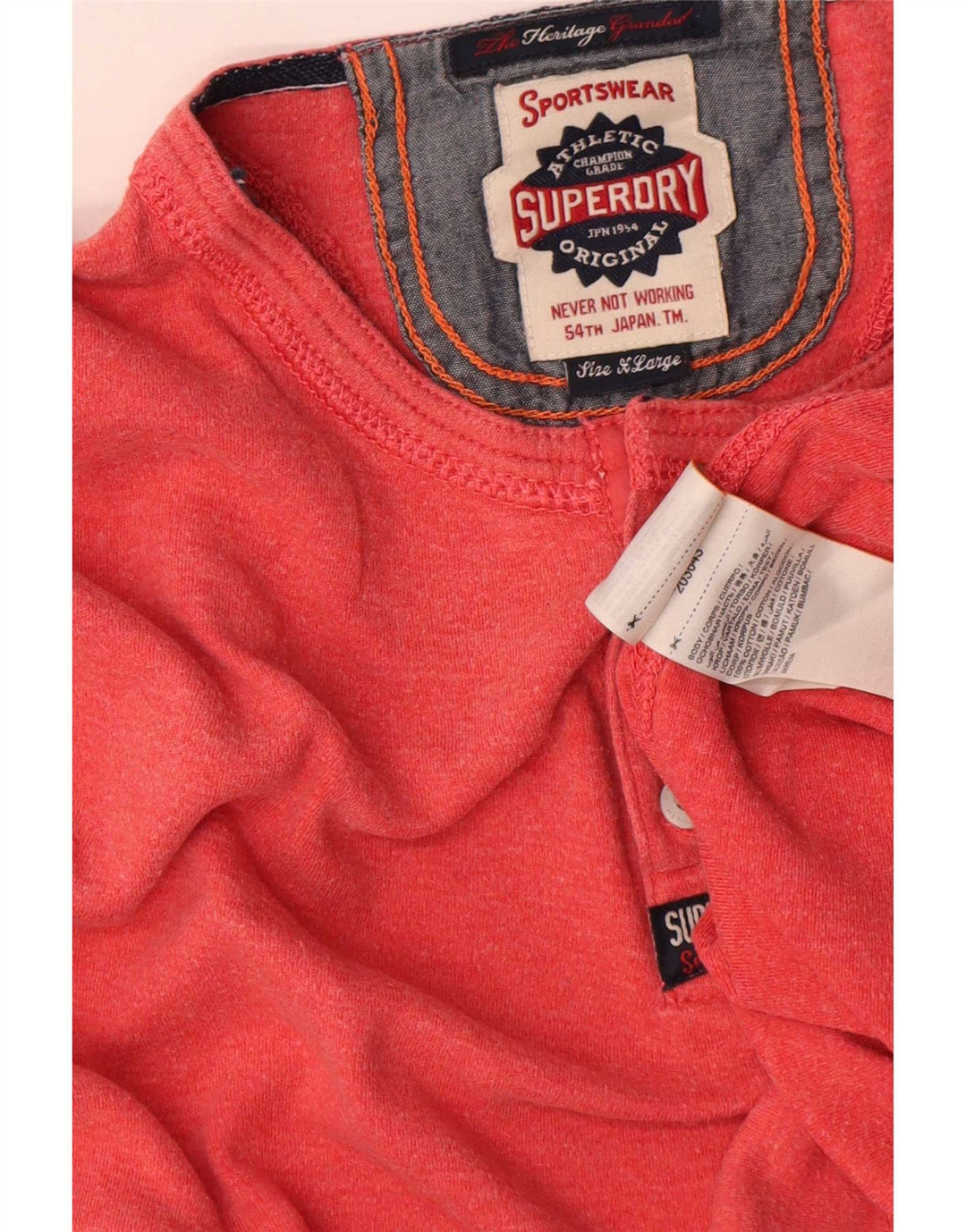Top da uomo a maniche lunghe XL Superdry in cotone rosso
