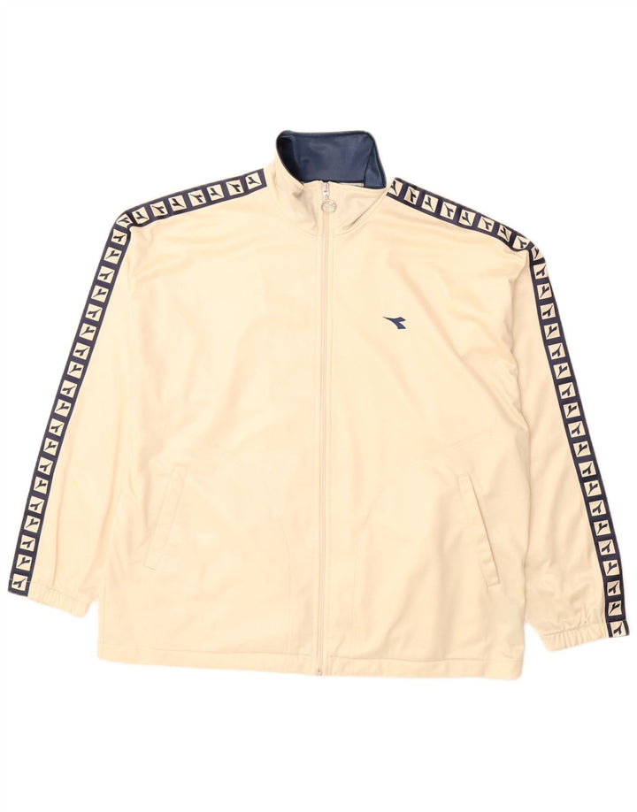 Diadora Giacca da ginnastica oversize con grafica da donna UK 14 Large Beige