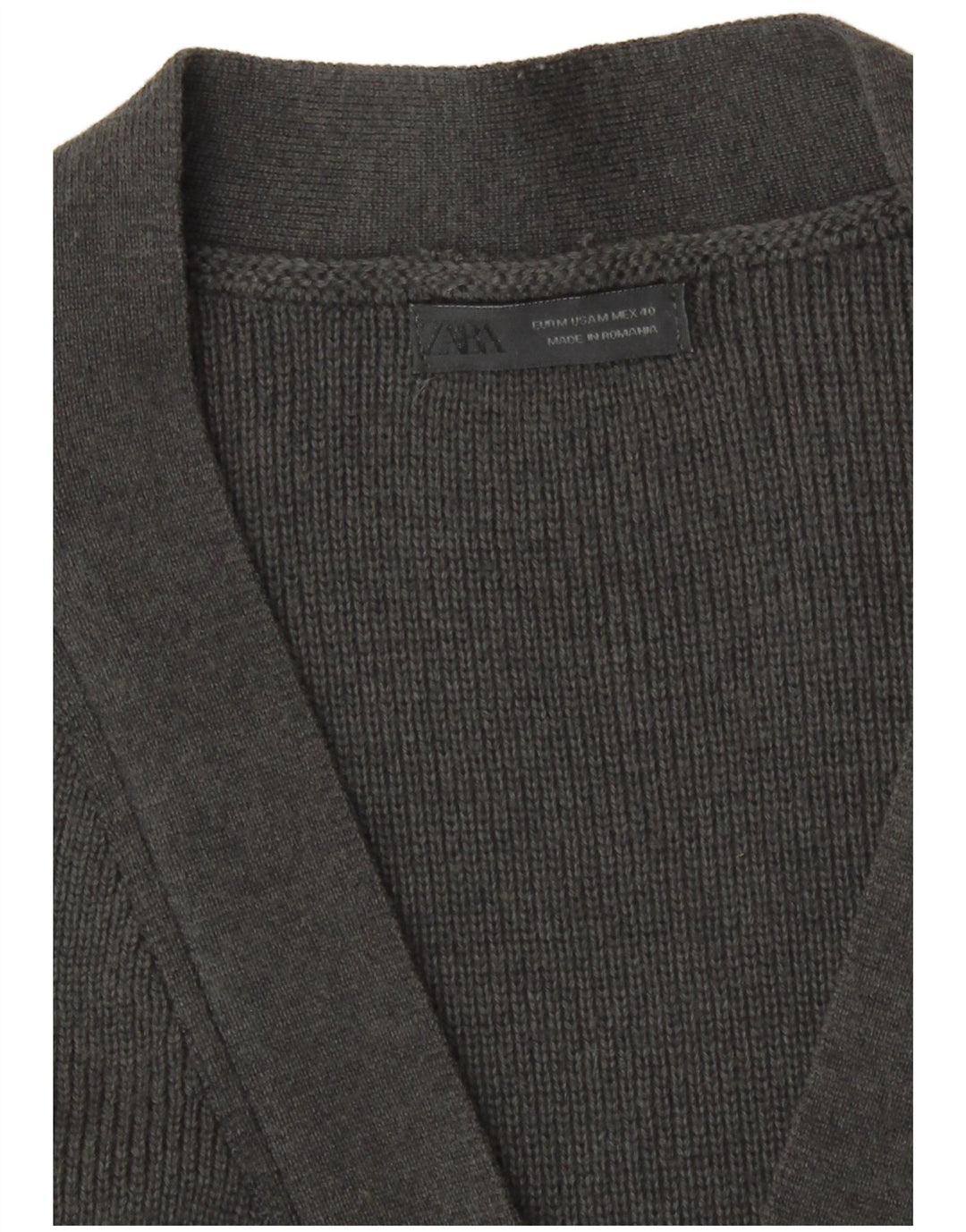 Maglione cardigan con zip intera da uomo Zara in cotone grigio medio