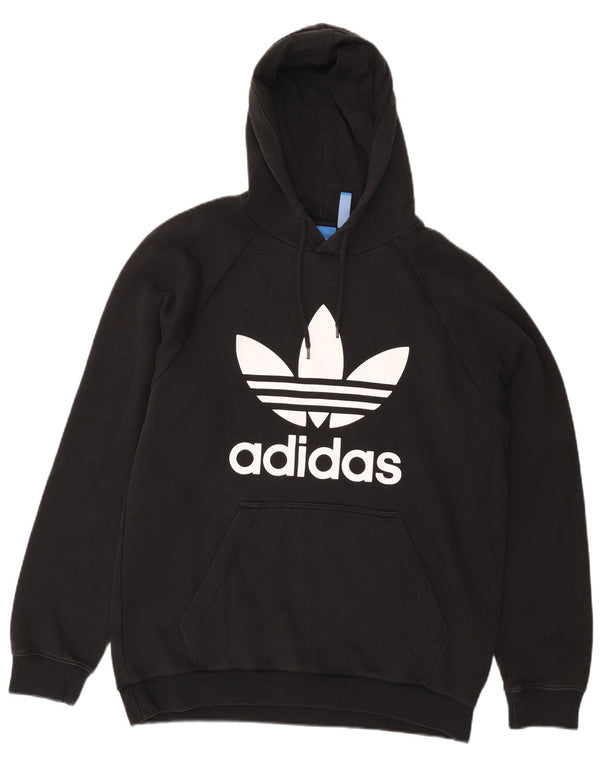 Felpa con cappuccio grafica da uomo Adidas Large in cotone nero