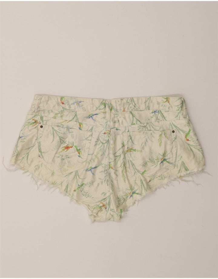 Pantaloni caldi da donna Zara EU 38 piccoli W28 cotone floreale bianco