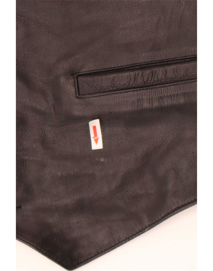 Gilet in pelle vintage da uomo 2XL Nero