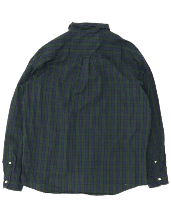 Chaps Mens Shirt XL Navy Blue Check Cotton