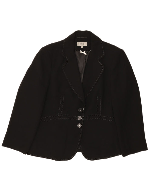 Giacca blazer a 3 bottoni Marks & Spencer da donna UK 16 grande poliestere nero