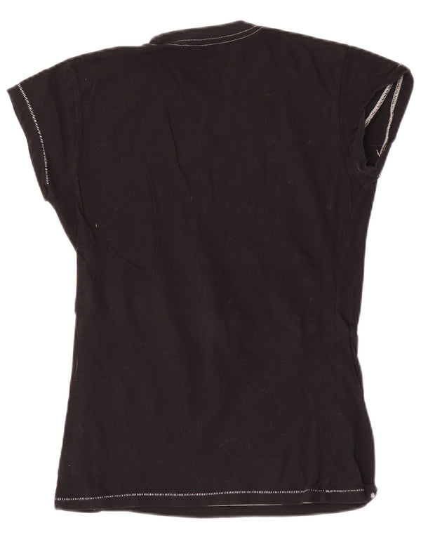 T-shirt grafica da donna Chicago Hard Rock Cafe UK 8 piccola in cotone nero
