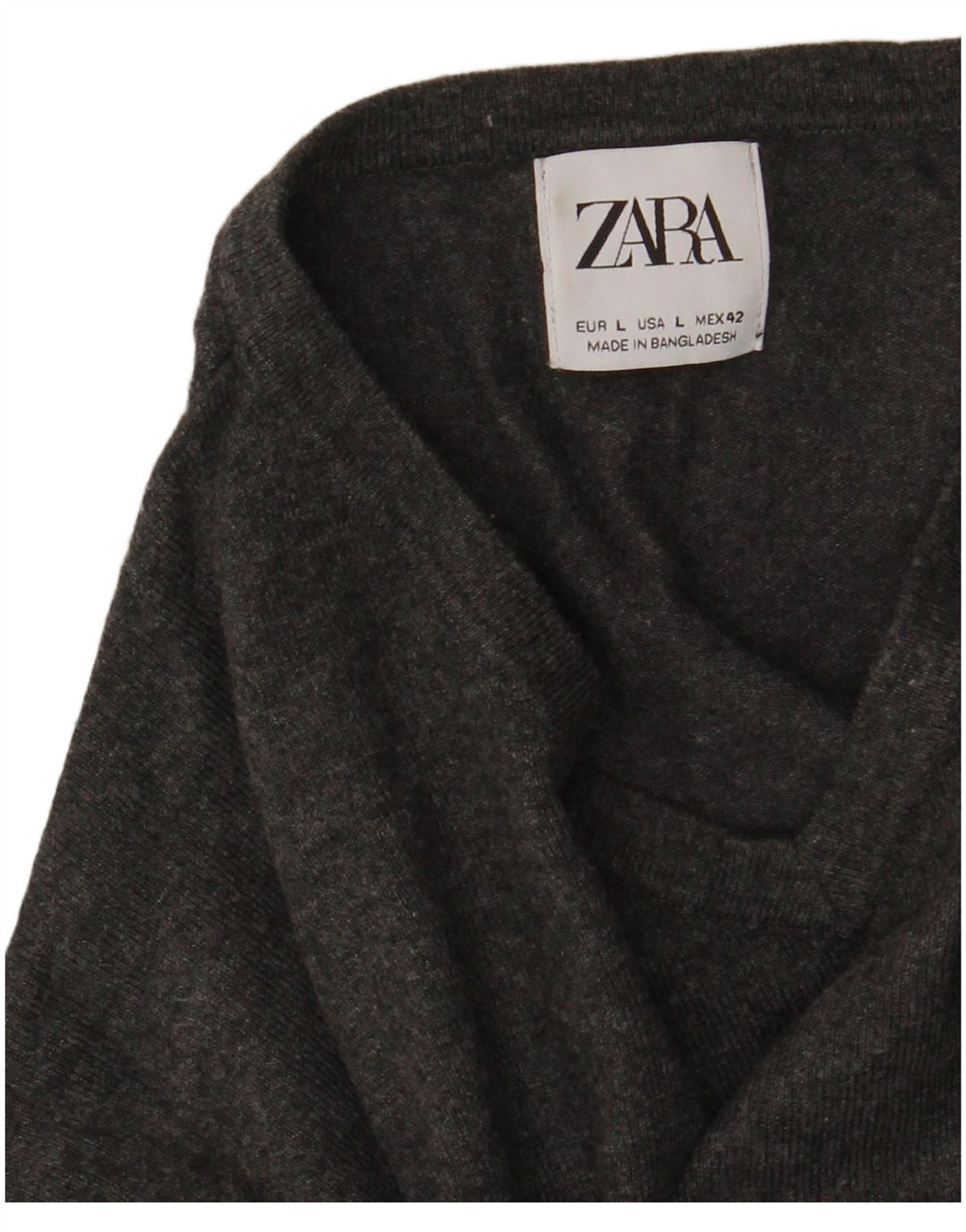 Maglione Zara da uomo con scollo a V grande grigio