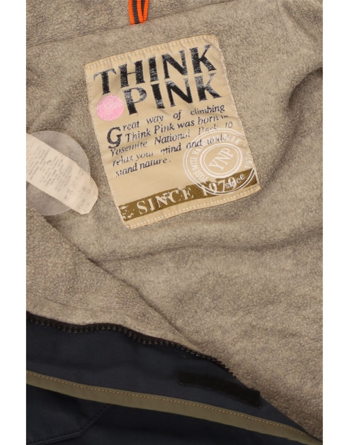 Giacca parka con cappuccio da donna Think Pink UK 14 cotone medio blu navy