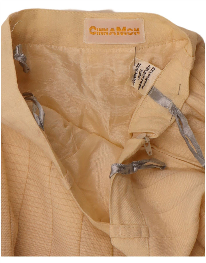 Gonna a pieghe vintage da donna a coltello W26 piccola in poliestere a righe beige