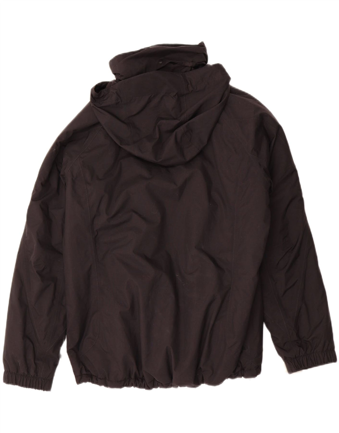 LANDS END Womens Oversized Hooded Windbreaker Jacket UK 14/16 Large Black