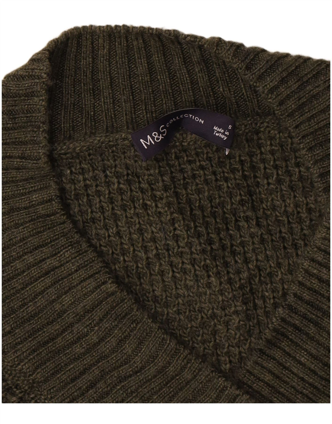 Maglione oversize con scollo a V da donna Marks & Spencer UK 10 piccolo verde