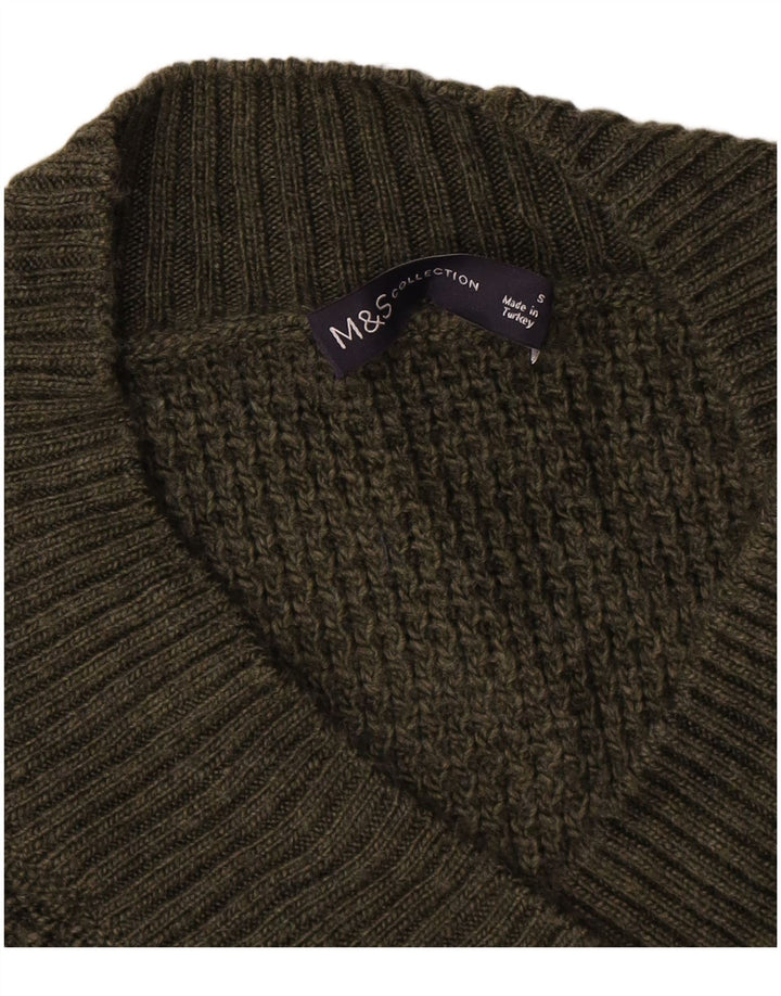 Maglione oversize con scollo a V da donna Marks & Spencer UK 10 piccolo verde