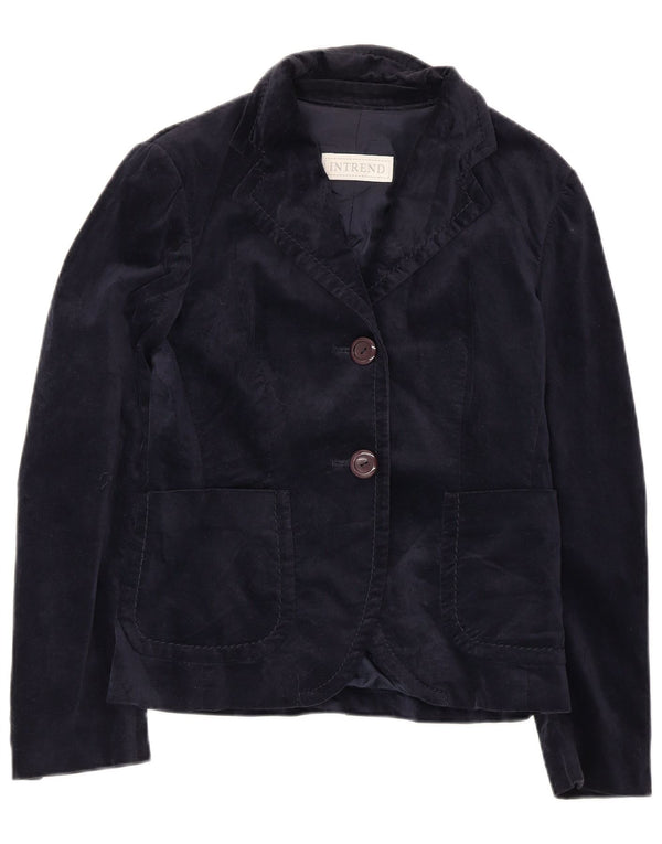 Giacca blazer da donna a 2 bottoni in velluto Intrend UK 10 piccola in rayon blu navy