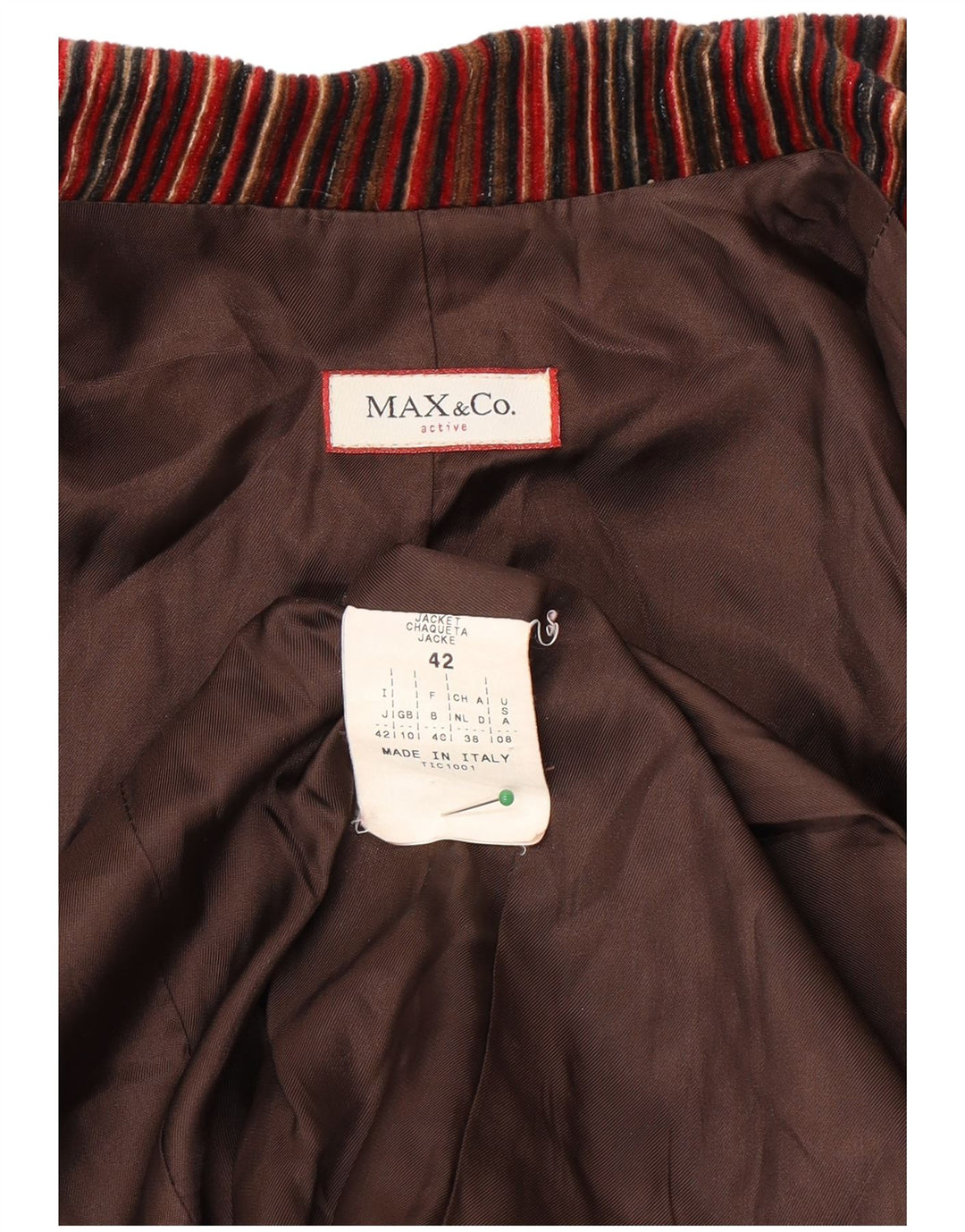Giacca blazer a 3 bottoni da donna Max & Co. UK 10 piccola a righe bordeaux