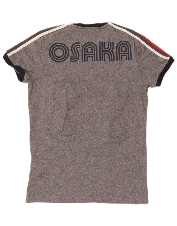 T-shirt grafica da uomo Superdry Top in cotone chiazzato grigio piccolo