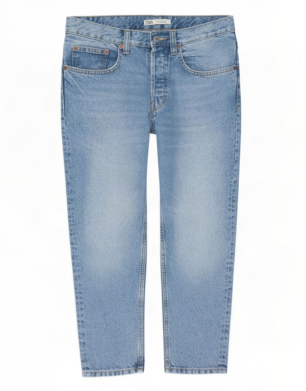Zara Mens Cropped Jeans Medium W31 L25 Blue Cotton