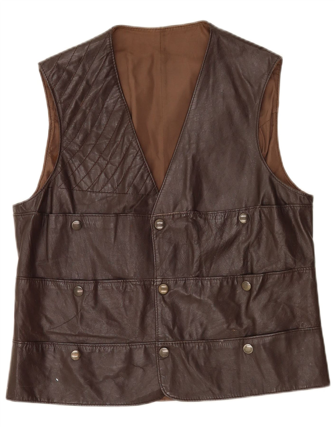Gilet in pelle da uomo vintage UK 36 piccolo marrone