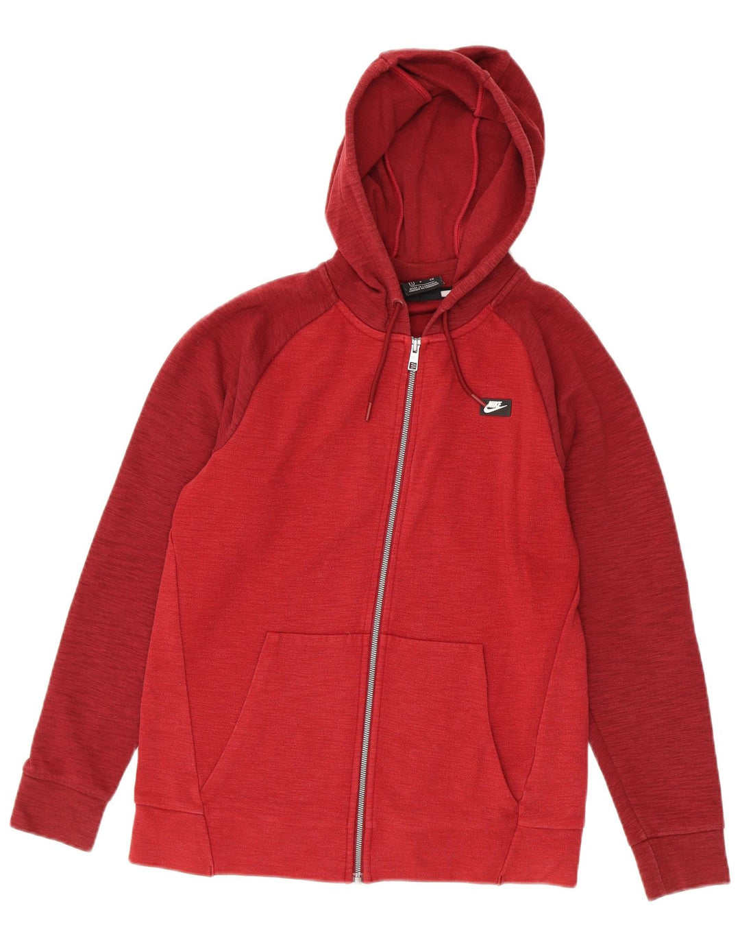 Felpa con cappuccio e zip Nike da uomo, piccola, in cotone chiazzato rosso