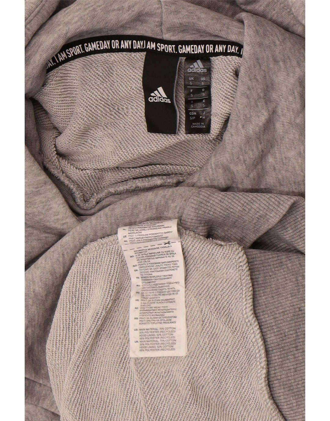 Felpa con cappuccio grafica da uomo Adidas Small in cotone grigio