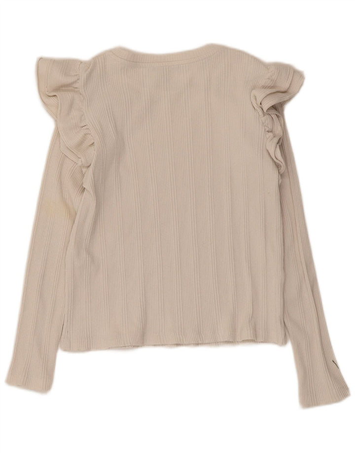 Top corto da donna Zara con volant sul davanti, manica lunga UK 14, cotone bianco grande