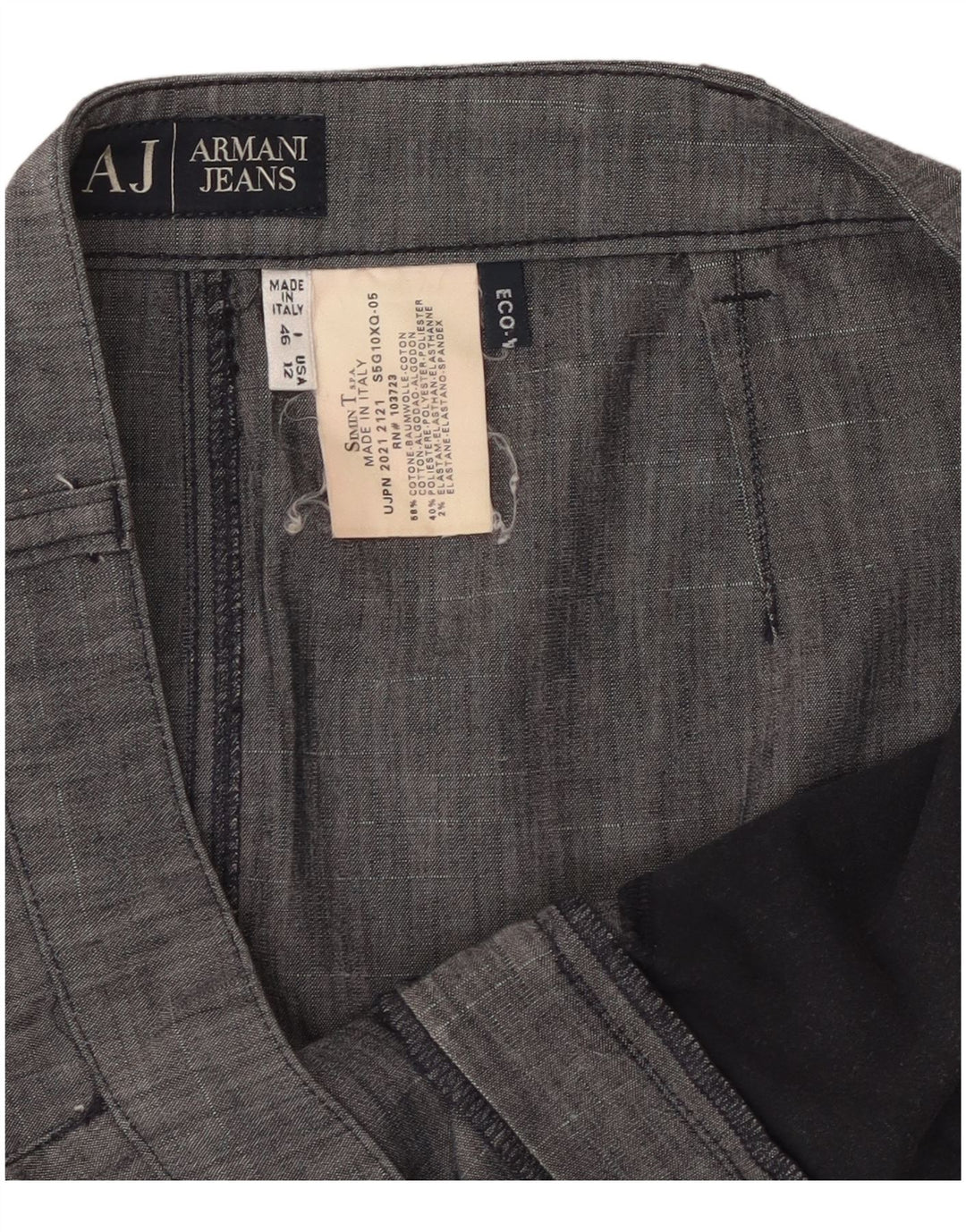 Gonna dritta da donna Armani IT 46 Large W32 in cotone grigio