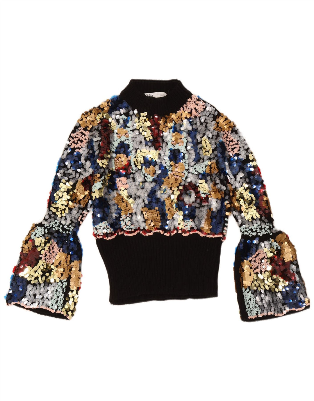 Maglione maglione a collo alto da donna Zara UK 12 medio multicolore screziato