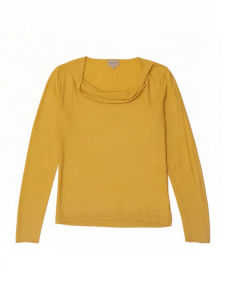Jigsaw Top da donna a maniche lunghe UK 10 Small Giallo Poliammide